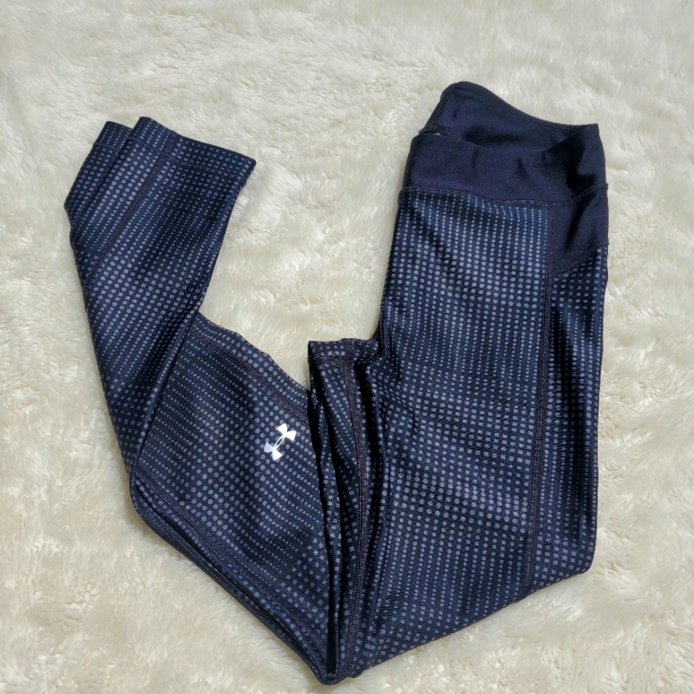 Underarmour Women's Compression leggings. Small. Black. Grey. Dots. EUC
